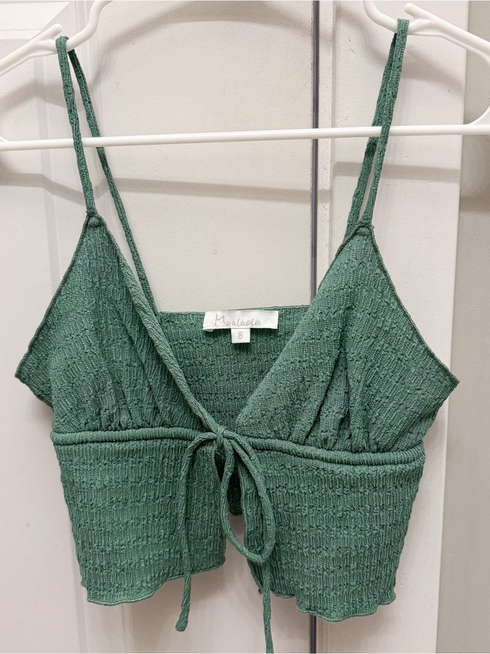 Loola Sage Green Textured Tie-Front Camisole